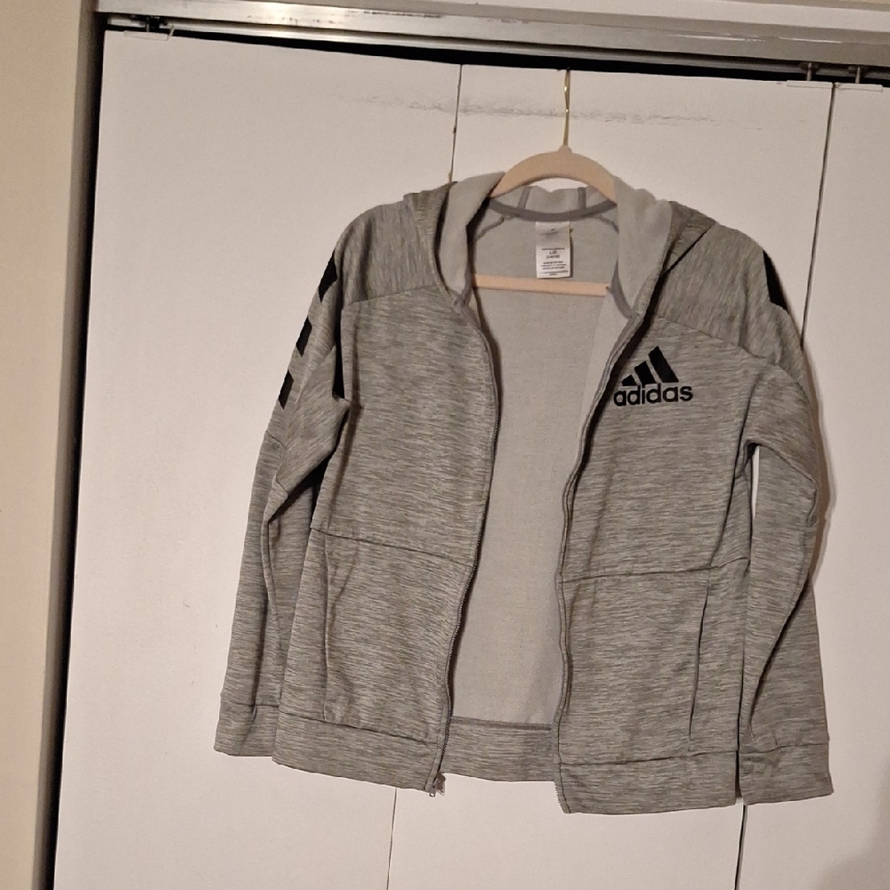 Adidas Kids Heather Gray Hoodie